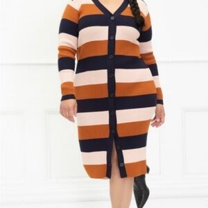 Eloquii Elements Navy and Brown Knit Top